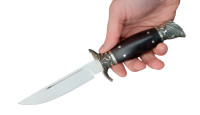 Финка НКВД сталь кованая 95х18, рукоять черный граб, авторское литье  