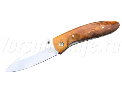 Складной нож "Ворон", N690, карельская береза