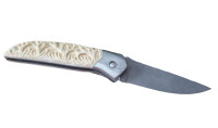 Выкидной нож "Бизон", S390, клык моржа  