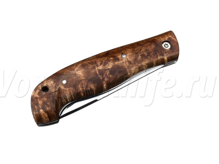 Складной нож "Финский", N690, карельская береза 